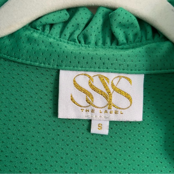 SSYS Green Women’s Tank Top Ruffle Collar Small - Picture 2 of 8